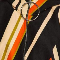 Pre Owned Emilio Pucci Multicolor Printed Wool Zip Up Poncho S