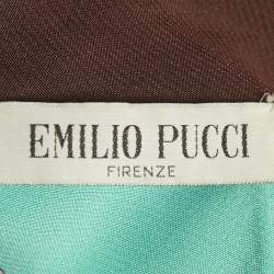 Pre Owned Emilio Pucci Firenze Multicolor Printed Satin Midi Dress S