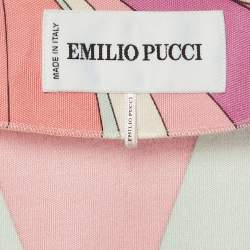 مملوكة مسبقًا فسـتان إيميليو بوتشي جيرسيه حرير مطبوع متعدد الألوان بخصر حزام ميدي مقاس متوسط