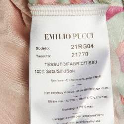 مملوكة مسبقًا فسـتان إيميليو بوتشي جيرسيه حرير مطبوع متعدد الألوان بخصر حزام ميدي مقاس متوسط