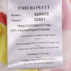 Pre Owned Emilio Pucci Multi Printed Stretch Knit Long Sleeve Top L