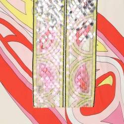 Pre Owned Emilio Pucci Multi Printed Stretch Knit Long Sleeve Top L