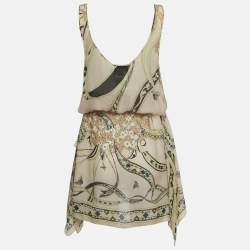 Pre Owned Emilio Pucci Pink Floral Print Silk Sleeveless Tunic Top S