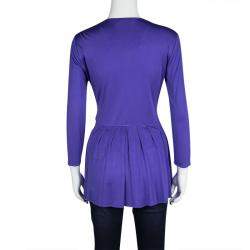 Pre Owned تونيك إيميليو بوتشي أكمام طويلة عقدة من الأمام ملتف جيرسي حرير أزرق M