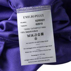 Pre Owned تونيك إيميليو بوتشي أكمام طويلة عقدة من الأمام ملتف جيرسي حرير أزرق M