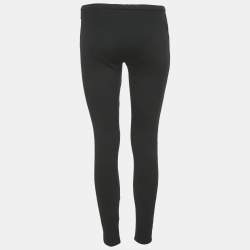 Pre Owned Emilio Pucci Black Lace Trim Jersey Skinny Trousers M