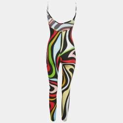 Pre Owned Emilio Pucci Black Printed Jersey Sleeveless Jumpsuit XS