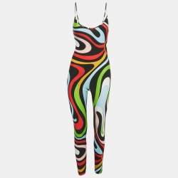 Pre Owned Emilio Pucci Black Printed Jersey Sleeveless Jumpsuit XS 