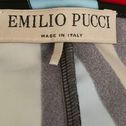 Pre Owned Emilio Pucci Black Printed Jersey Sleeveless Jumpsuit XS