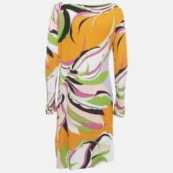 Pre Owned فستان قصير إميليو بوتشي كراب مرن مطبوع متعدد الألوان مقاس كبير - لارج