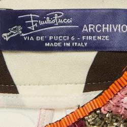 Pre Owned Emilio Pucci Multicolor Printed Jersey Embellished Collar Detail Short Dress L