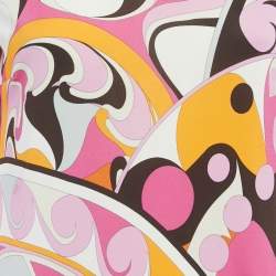 Pre Owned Emilio Pucci Multicolor Printed Jersey Embellished Collar Detail Short Dress L