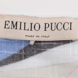 Pre Owned توب إيميليو بوتشي تريكو قطني مطبوع متنوع الألوان بأكمام طويلة قصير ميديوم