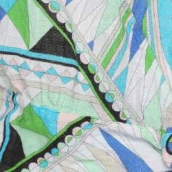 Pre Owned توب إيميليو بوتشي تريكو قطني مطبوع متنوع الألوان بأكمام طويلة قصير ميديوم