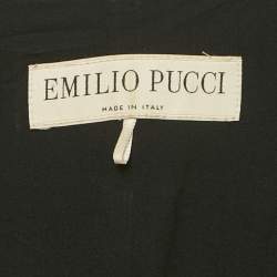 Pre Owned Emilio Pucci Black /Pink Crepe Frill Detail Short Dress M