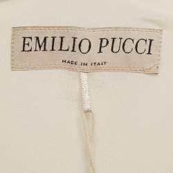 Pre Owned Emilio Pucci White Beaded Jersey Lace-Up Shift Dress S