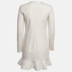 Pre Owned Emilio Pucci White Beaded Jersey Lace-Up Shift Dress S