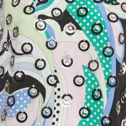 Pre Owned Emilio Pucci Multicolor Printed & Embellished Silk Tunic L