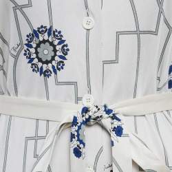 Pre Owned Emilio Pucci Firenze White Printed Silk Short Dress S 
