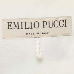 Pre Owned Emilio Pucci Blue Printed Cotton Blend Sleeveless Top S