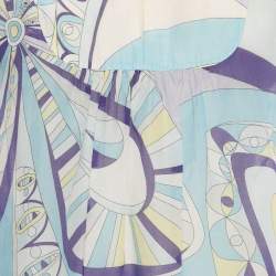 Pre Owned Emilio Pucci Blue Printed Cotton Blend Sleeveless Top S