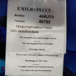 Pre Owned Emilio Pucci Blue Suzani Print Silk Long Sleeve Blouse XL