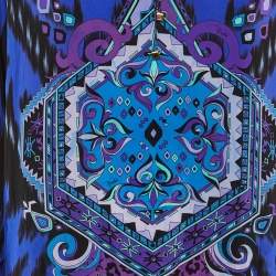Pre Owned Emilio Pucci Blue Suzani Print Silk Long Sleeve Blouse XL