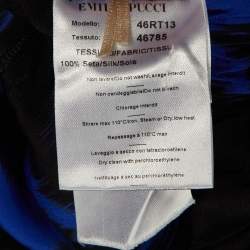 Pre Owned Emilio Pucci Blue Suzani Print Silk Elasticized Waist Trousers L