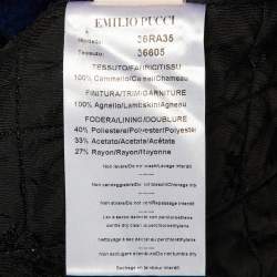 Pre Owned Emilio Pucci Blue Camel Hair Leather Trim Cape M