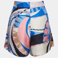 Pre Owned Emilio Pucci Multicolor Printed Silk Shorts M