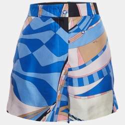 Pre Owned Emilio Pucci Multicolor Printed Silk Shorts M