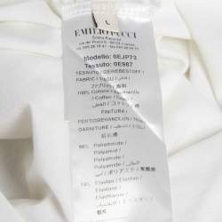 Pre Owned Emilio Pucci White Logo Applique Cotton T-Shirt L