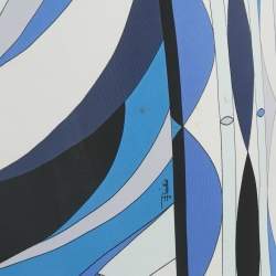 Pre Owned Emilio Pucci Blue Printed Jersey Maxi Dress L