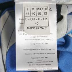 Pre Owned Emilio Pucci Blue Printed Jersey V-Neck Top M