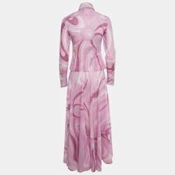 Pre Owned Emilio Pucci Pink Printed Cotton Top & Skirt Set M/S