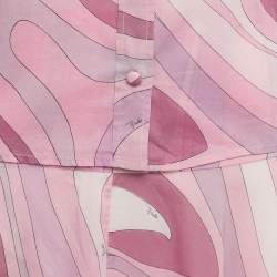 Pre Owned Emilio Pucci Pink Printed Cotton Top & Skirt Set M/S