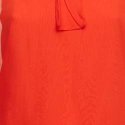 مملوكة مسبقًا Emilio Pucci Red Silk Neck Tie Detail Top S