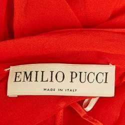 مملوكة مسبقًا Emilio Pucci Red Silk Neck Tie Detail Top S
