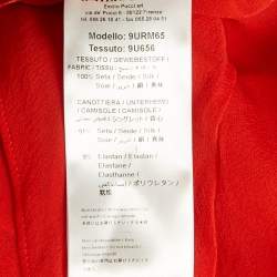مملوكة مسبقًا Emilio Pucci Red Silk Neck Tie Detail Top S