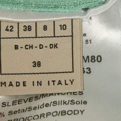 مملوكة مسبقًا Emilio Pucci Green Knit &Silk Printed Trim Detail Top M