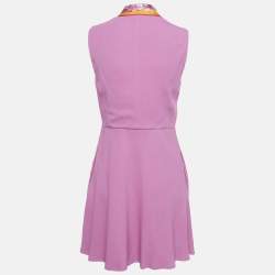 مملوكة مسبقًا فستان ايميليو بوتشي وردي حرير مطبوع بتفاصيل ربطة عنق كريب ميني مقاس متوسط (ميديم)