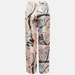 Pre Owned Emilio Pucci Multicolor Print Silk Trousers M