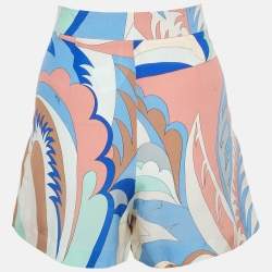 مملوكة مسبقًا شورت إيميليو بوتشي حرير مطبوع متعدد الألوان متوسط الحجم