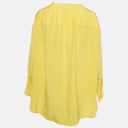 Pre Owned Emilio Pucci Yellow Silk Button Front Shirt M