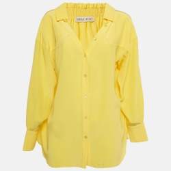 Pre Owned Emilio Pucci Yellow Silk Button Front Shirt M