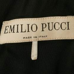 Pre Owned Emilio Pucci Multicolor Printed Jersey & Silk Overlay Panel Asymmetric Dress M