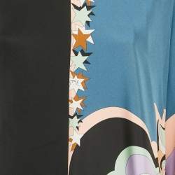 Pre Owned Emilio Pucci Multicolor Printed Jersey & Silk Overlay Panel Asymmetric Dress M