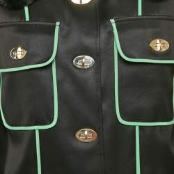 مملوكة مسبقًا سترة صناعية بحافة فرو أسود إميليو بوتشي مقاس متوسط