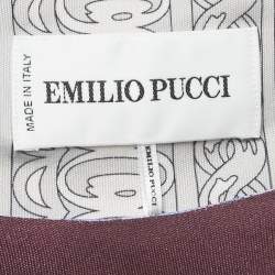 Pre Owned Emilio Pucci Burgundy/Blue Printed Jersey Short Dress M