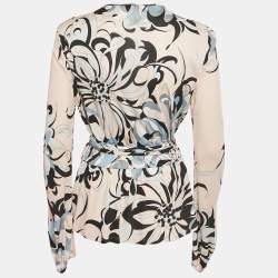 Pre Owned توب إيميليو بوتشي جيرسي مطبوع وردي/أزرق مقاس كبير - لارج